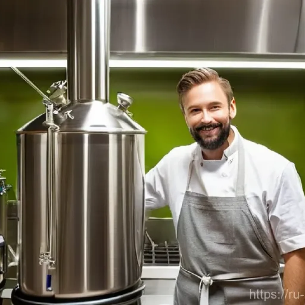 홈메이드 필스너 맥주 양조 - **Prompt:** A dedicated homebrewer, a man in his late 30s with a focused expression, meticulously st...