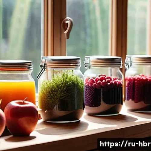 Home 33 홈메이드 술 환경친화적 양조 - A cozy home brewing setup in a rustic kitchen featuring local Russian ingredients: fresh wild berrie...